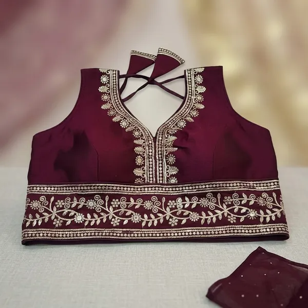 Plum_Vichitra_Silk_Embroidered_Saree_Blouse_For_Women