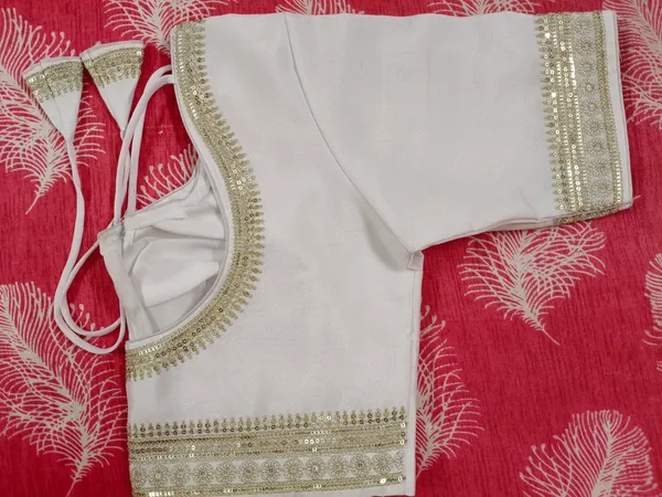 White_Vichitra_Silk_Gota_Patti_Embellished_Blouse_For_Women