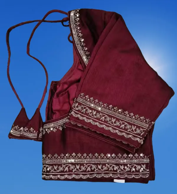Maroon_Vichitra_Silk_Golden_Zari_Embroidered_Blouse_For_Women