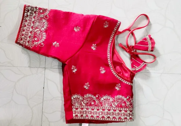 Pink_Vichitra_Silk_Silver_Embroidered_Saree_Blouse_For_Women