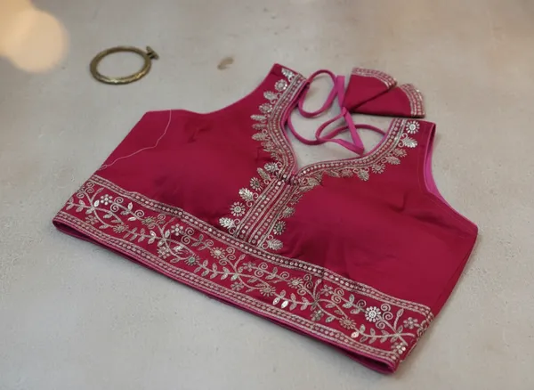 Red_Vichitra_Silk_Gold_Zari_Embroidered_Blouse_For_Women
