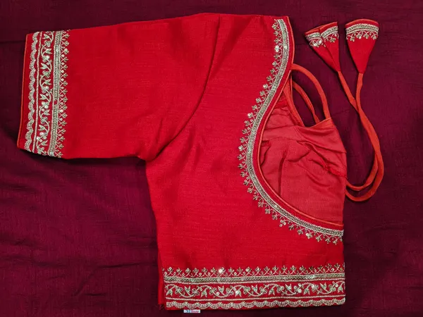 Red_Vichitra_Silk_Gota_Patti_Embroidered_Blouse_For_Women