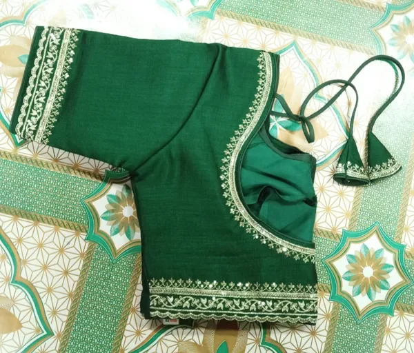 Green_Vichitra_Silk_Embroidered_Keyhole_Back_Blouse_For_Women