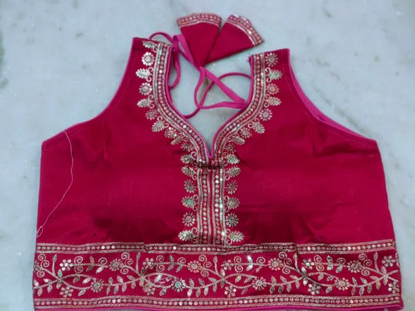Red_Vichitra_Silk_Gold_Zari_Embroidered_Blouse_For_Women
