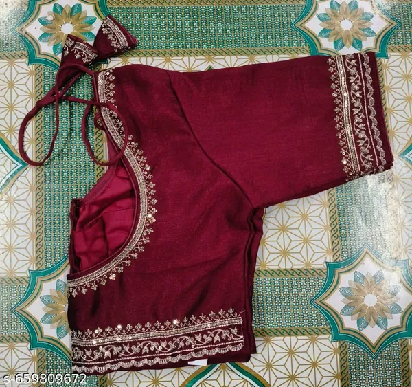 Maroon_Vichitra_Silk_Golden_Zari_Embroidered_Blouse_For_Women