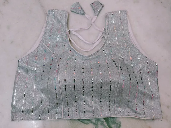 Silver_Vichitra_Silk_Sleeveless_Sequin_Embellished_Blouse_For_Women