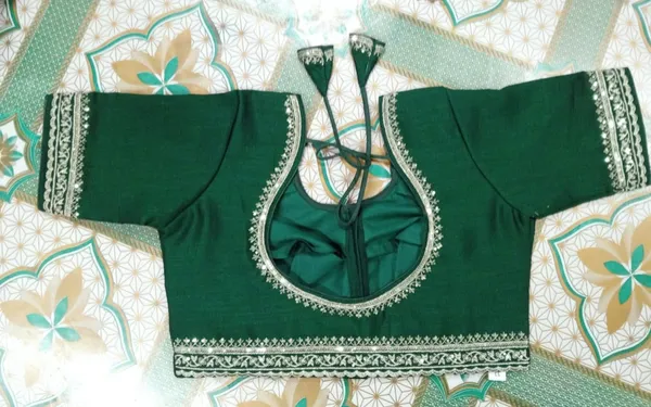 Green_Vichitra_Silk_Embroidered_Keyhole_Back_Blouse_For_Women