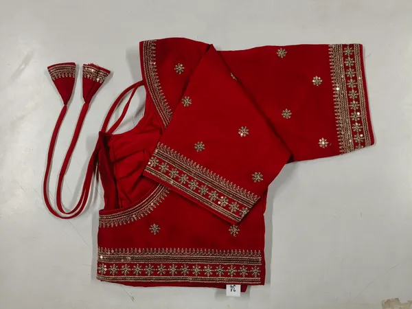 Red_Vichitra_Silk_Embroidered_Saree_Blouse_For_Women