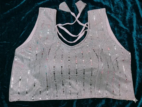 Silver_Vichitra_Silk_Sleeveless_Sequin_Embellished_Blouse_For_Women