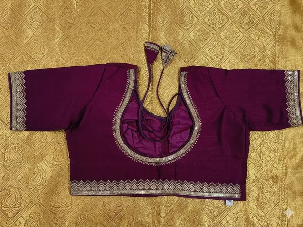 Purple_Vichitra_Silk_Golden_Lace_Embroidered_Dori_Tie_Blouse_For_Women