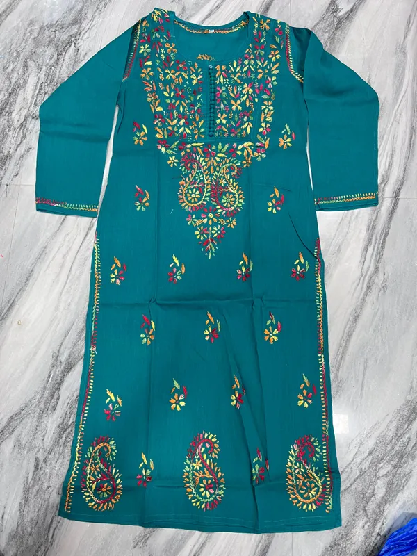 Teal_Blue_Cotton_Floral_Embroidered_Salwar_Suit_For_Women