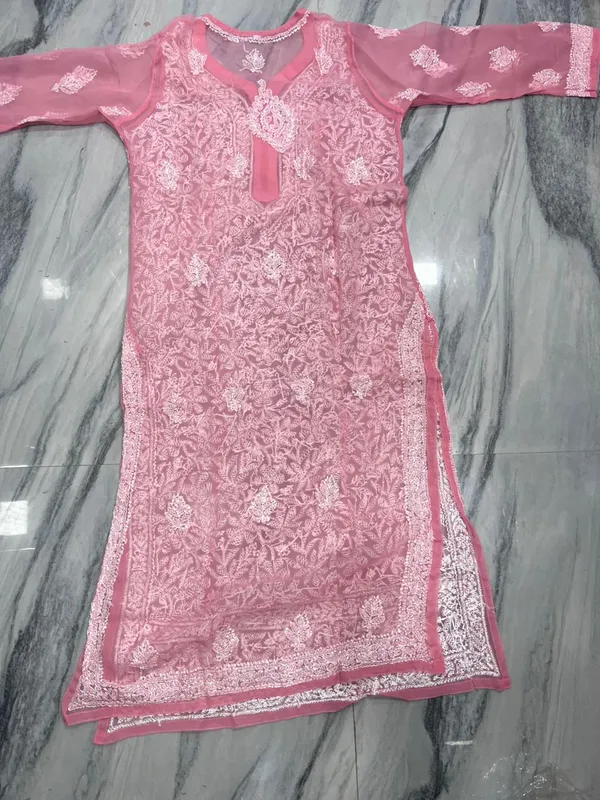 Pink_Faux_Georgette_Chikankari_Embroidered_Kurti_For_Women