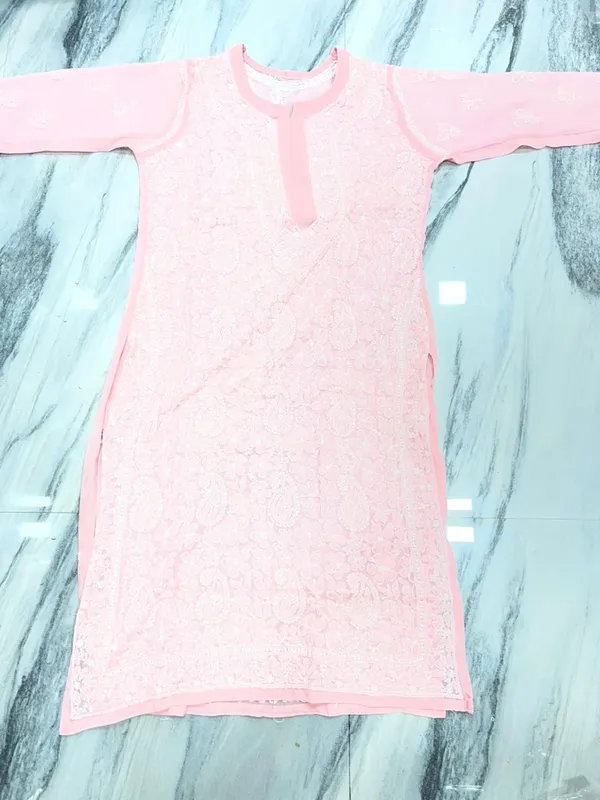 Pink_Faux_Georgette_Embroidered_Kurti_For_Girls