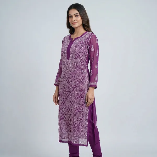 Purple_Faux_Georgette_Embroidered_Full_Sleeve_Kurti_For_Women