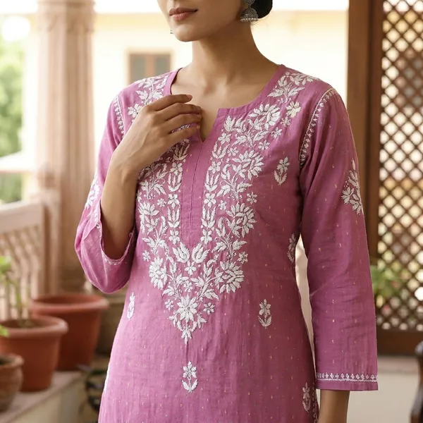 Magenta_Cotton_Floral_Embroidered_Kurta_Set_For_Women