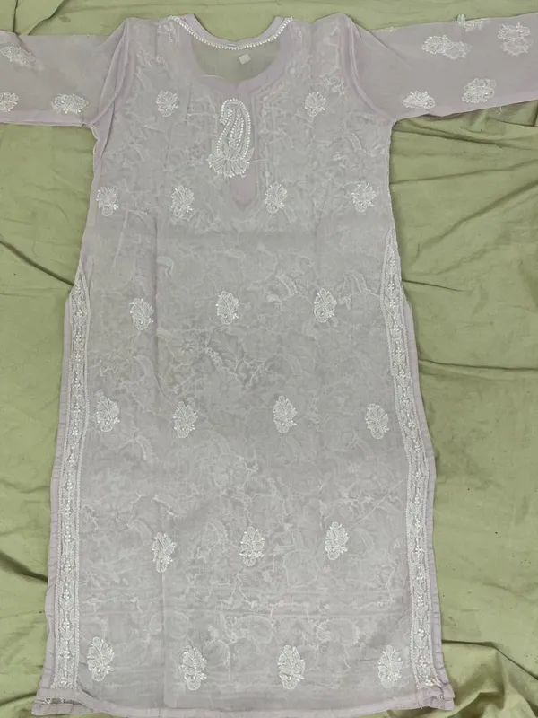White_Faux_Georgette_Heavy_Chikankari_Embroidered_Kurti_For_Women