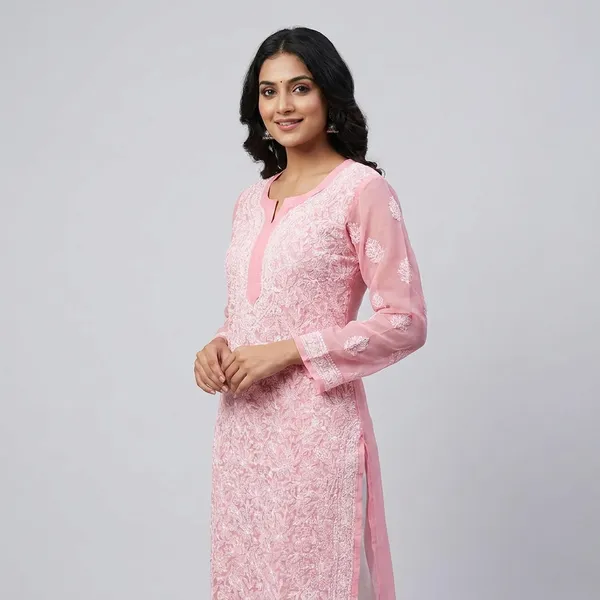 Pink_Faux_Georgette_Chikankari_Embroidered_Kurti_For_Women