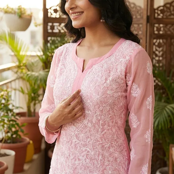 Pink_Faux_Georgette_Chikankari_Embroidered_Kurti_For_Women
