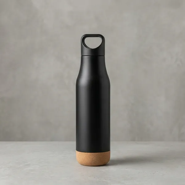 Stainless_Steel_Matte_Insulated_Water_Bottle_Wooden_Base