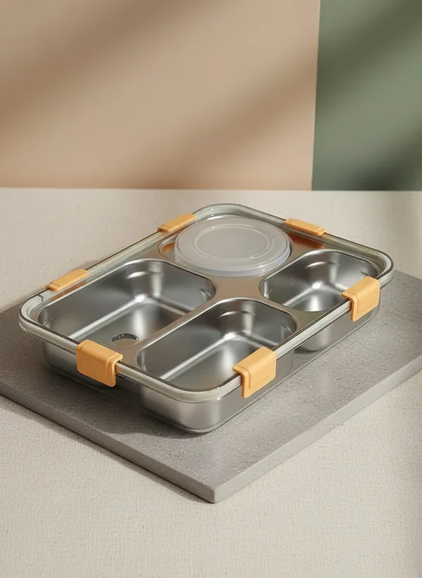 Stainless_Steel_Silver_3_Compartment_Leakproof_Lunch_Box