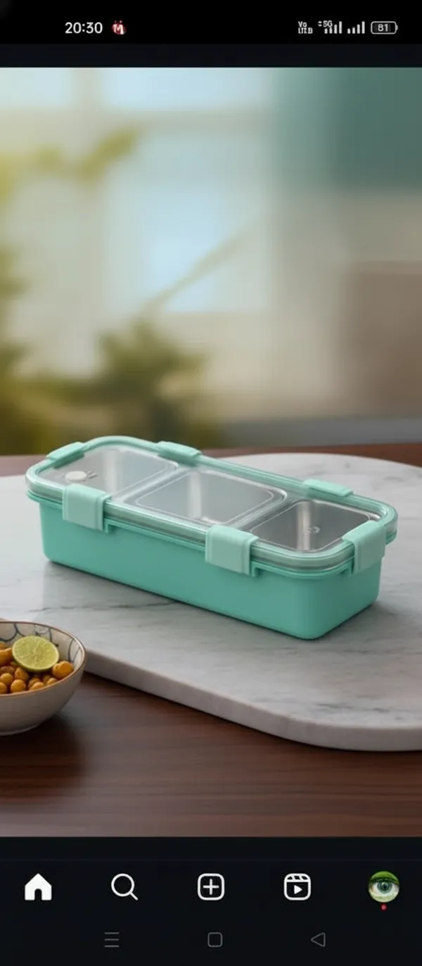 Stainless_Steel_Green_3_Compartment_Leakproof_Lunch_Box