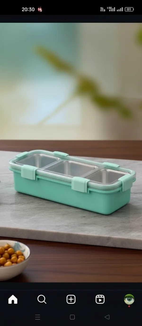 Stainless_Steel_Green_3_Compartment_Leakproof_Lunch_Box