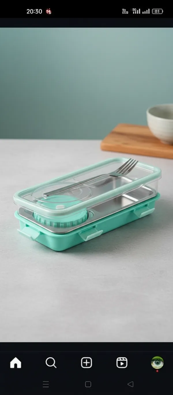 Stainless_Steel_Green_3_Compartment_Leakproof_Lunch_Box