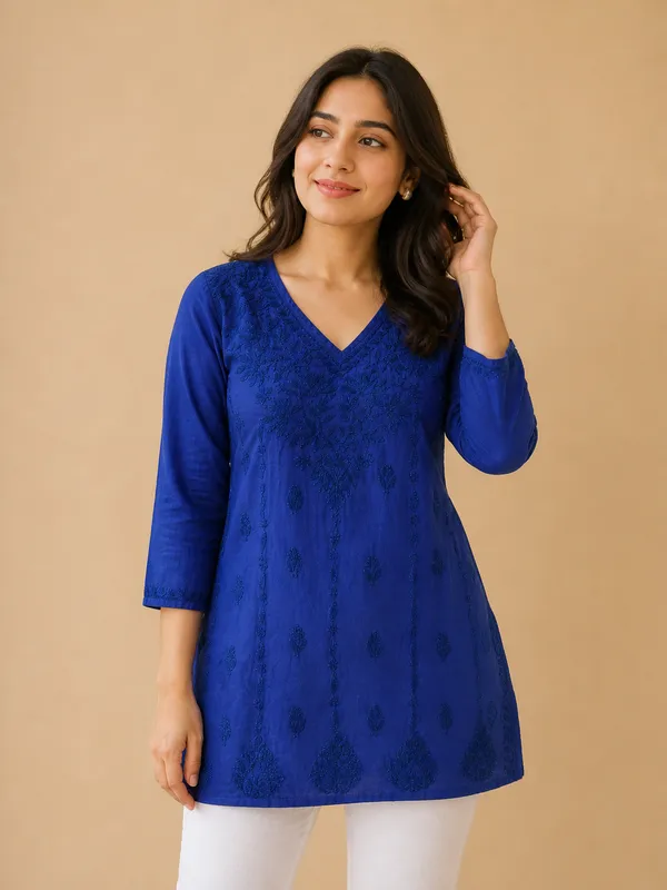 Royal_Blue_Cotton_Embroidered_Kurta