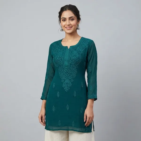 Teal_Viscose_Kurta
