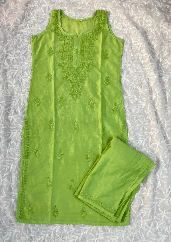 Parrot_Green_Chanderi_Kurta_Set