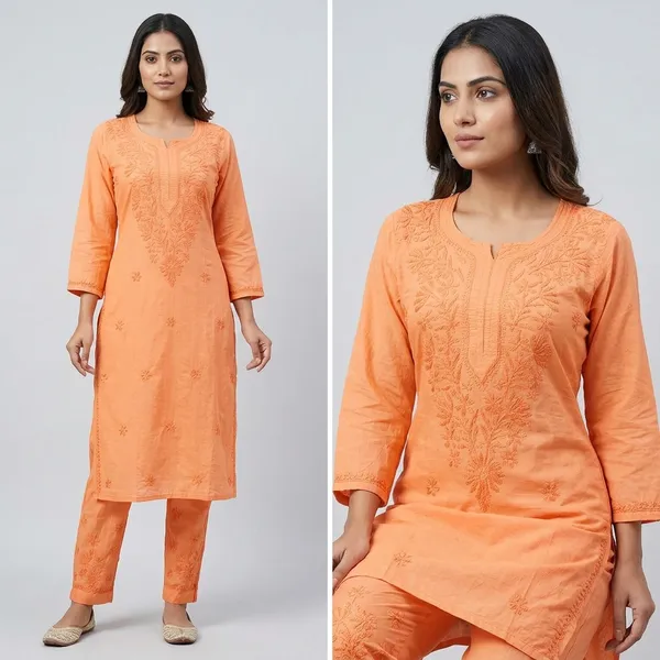 Orange_Chanderi_Silk_Kurta_Set