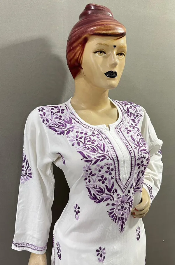 White_And_Purple_Cotton_Embroidered_Kurta_Palazzo_Set