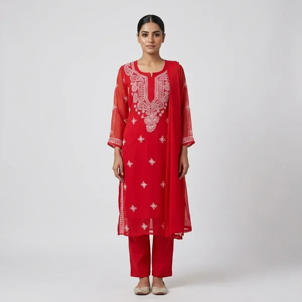 Red_Georgette_Kurti_-_Unstitched