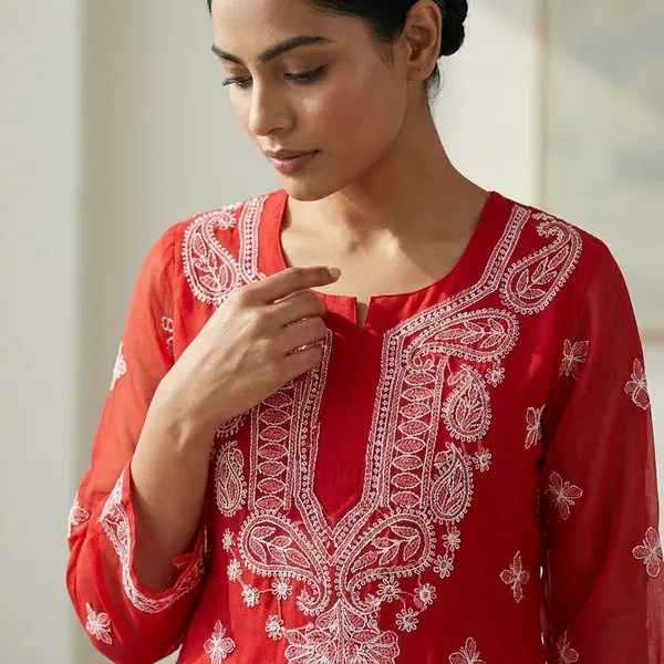 Red_Georgette_Kurti_-_Unstitched