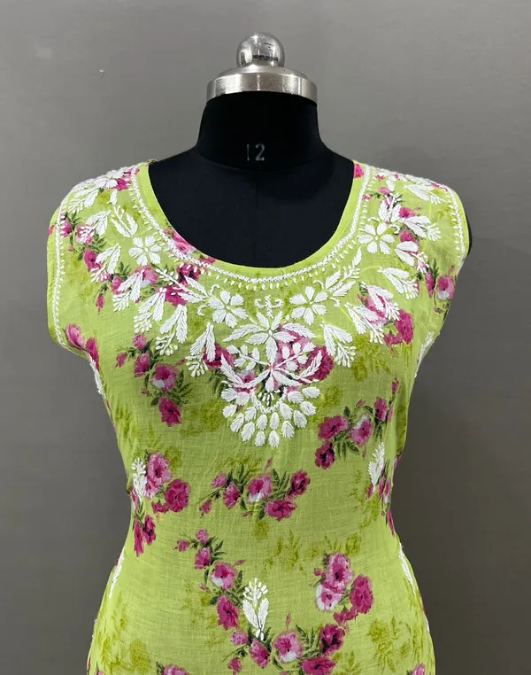 Lime_Green_Cotton_Embroidered_Kurti