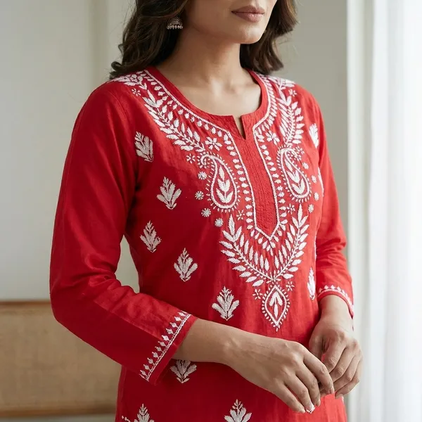 Red_Cotton_Embroidered_Kurti