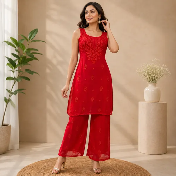 Red_Cotton_Embroidered_Kurta_Palazzo_Set_With_Dupatta