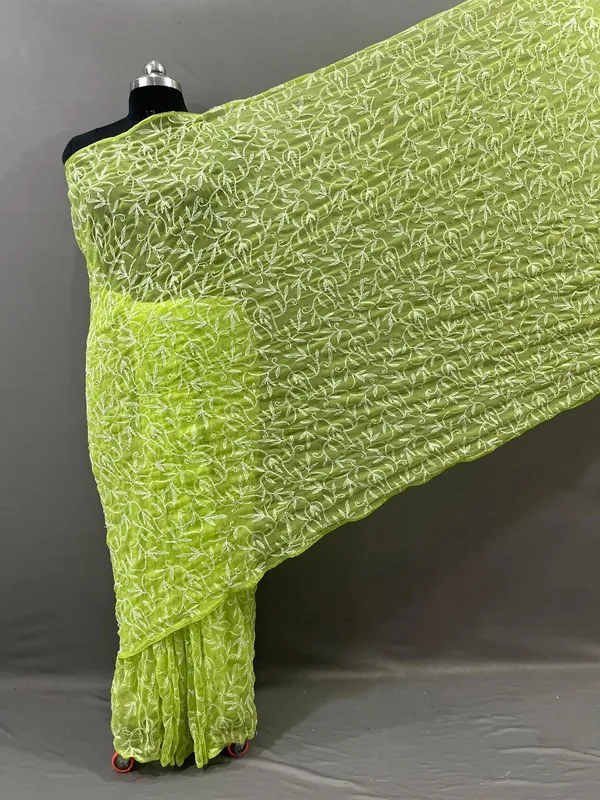 Lime_Green_Georgette_Saree