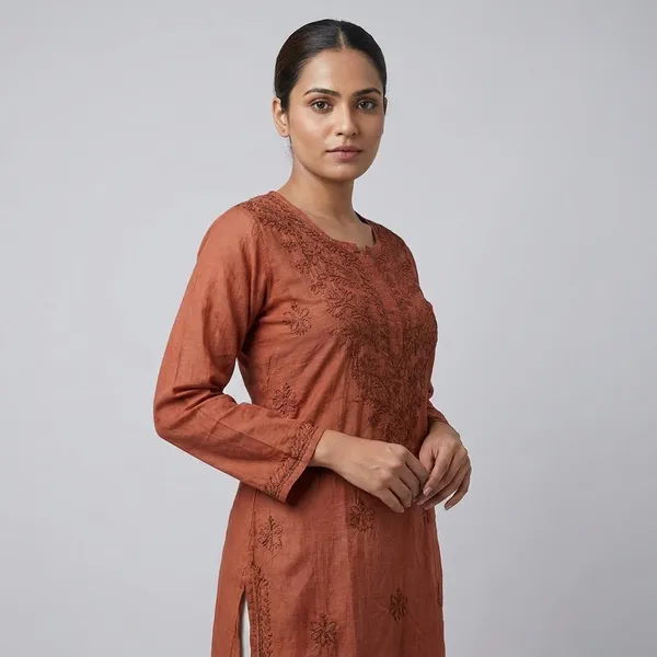 Rust_Cotton_Embroidered_Kurti