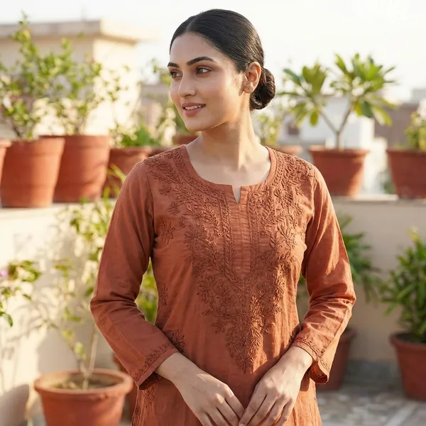 Rust_Cotton_Embroidered_Kurti