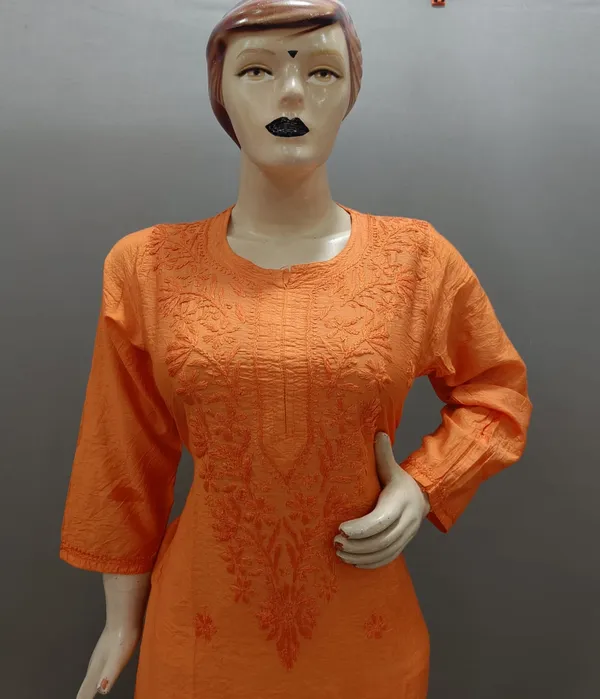 Orange_Chanderi_Silk_Kurta_Set