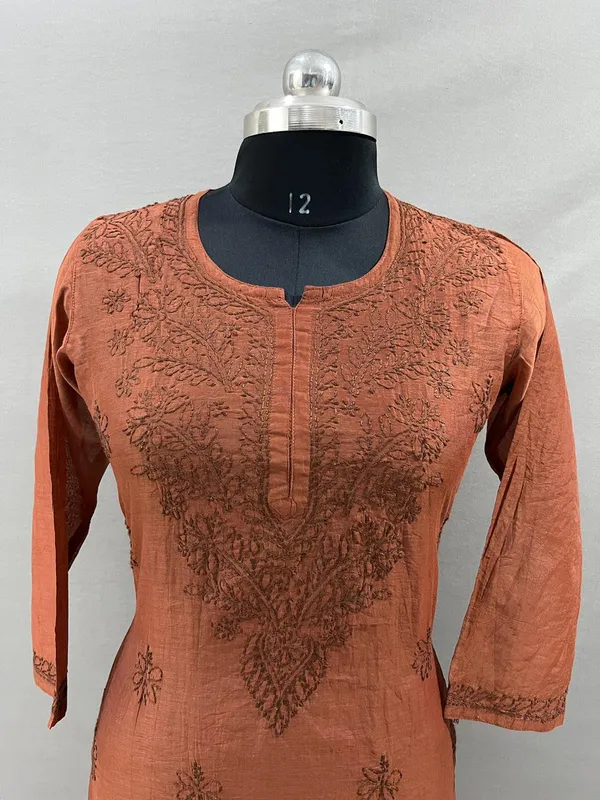 Rust_Cotton_Embroidered_Kurti