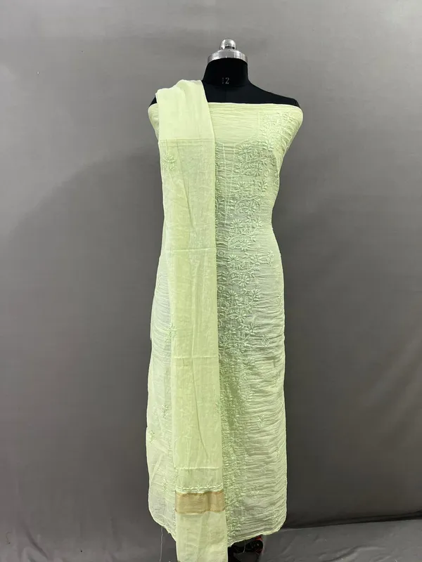 Light_Green_Mul_Chanderi_Unstitched_2_Piece_Suit_(Dupatta_&_Kurta)
