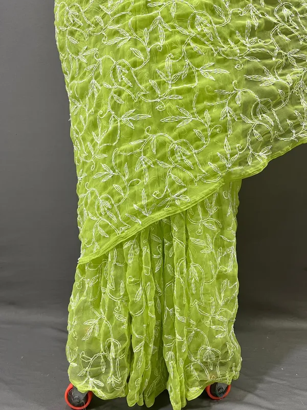 Lime_Green_Georgette_Saree