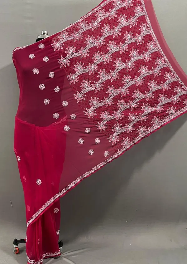 Maroon_Georgette_Saree