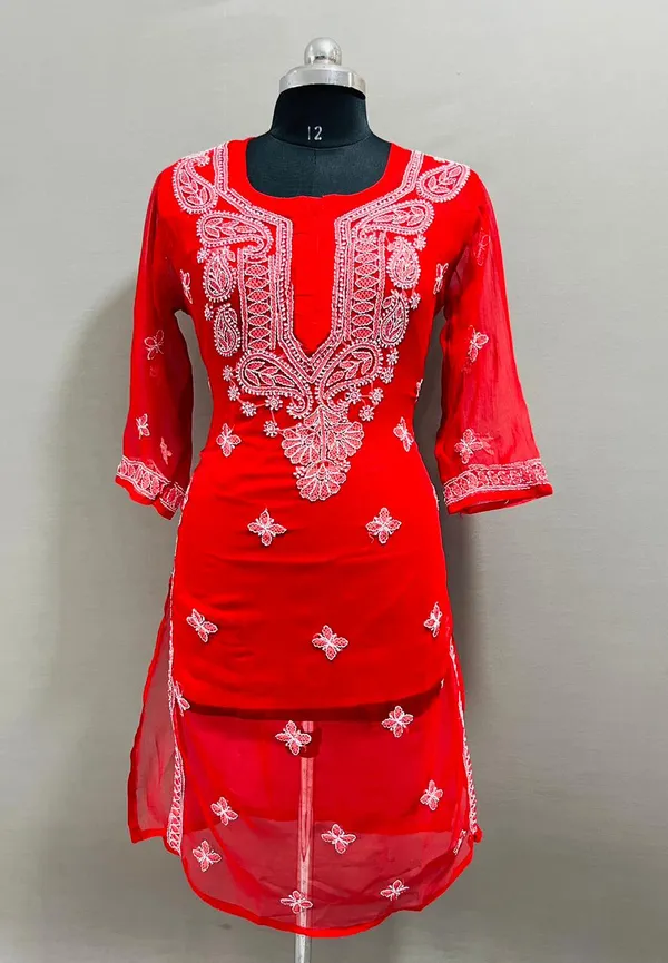 Red_Georgette_Kurti_-_Unstitched