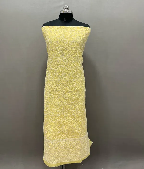 Yellow_Cotton_Chikankari_Embroidered_Unstitched_Suit_2_piece_set_(Kurta_&_Dupatta)