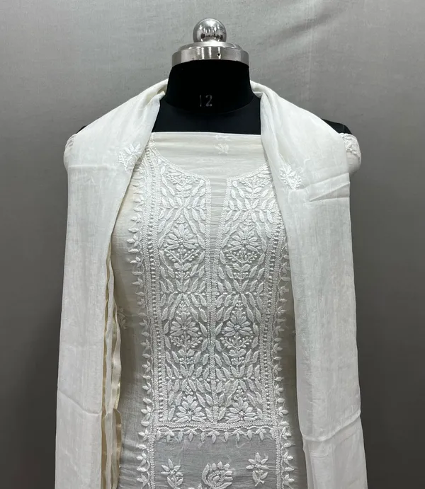 White_Mul_Chanderi_Kurta_Set_With_Dupatta