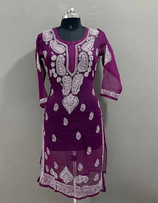 Purple_And_White_Georgette_Lightweight_Semi-Sheer_Kurti