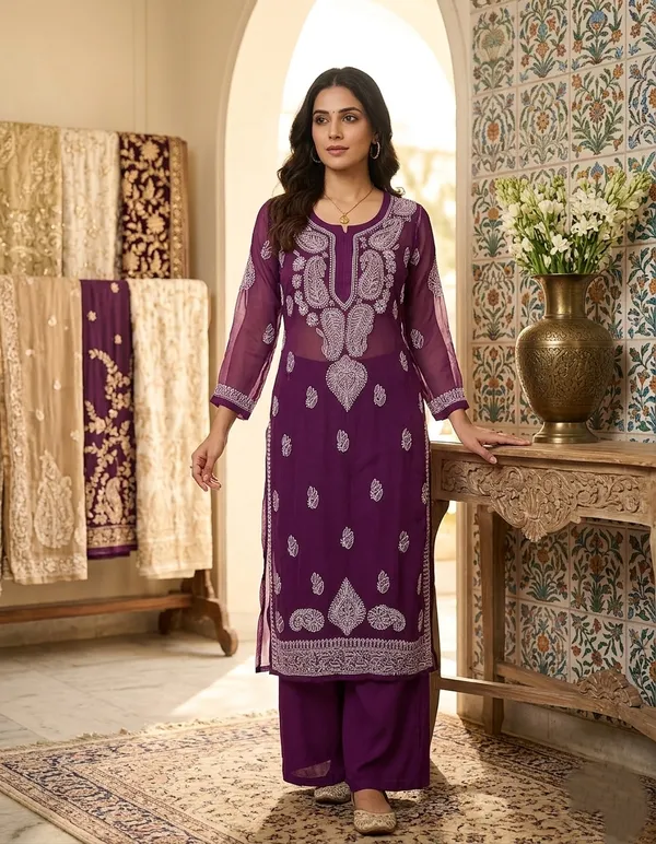 Purple_And_White_Georgette_Lightweight_Semi-Sheer_Kurti